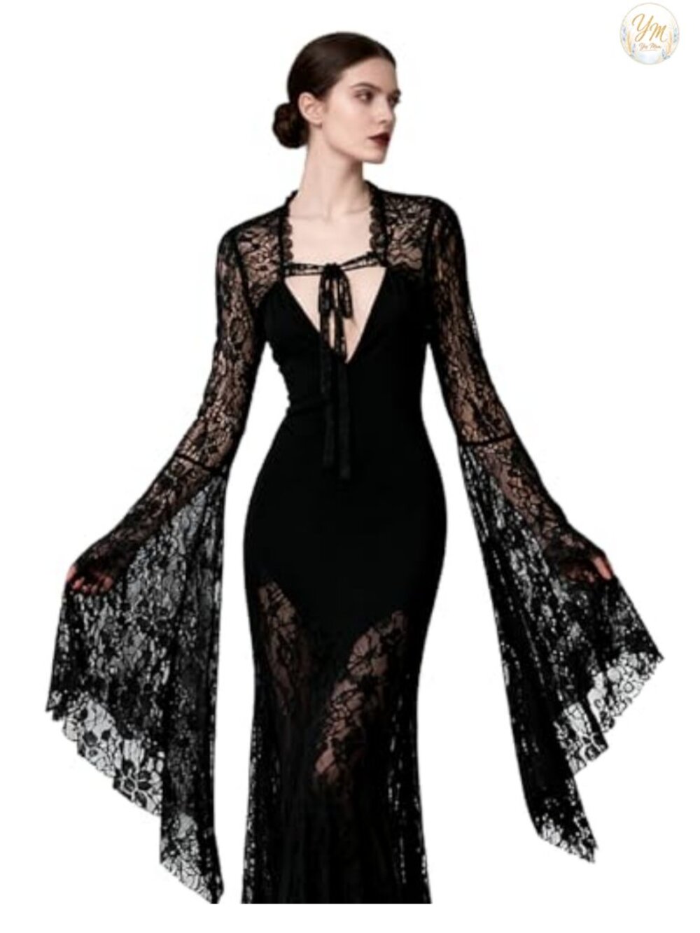 Lace Bolero Shrug Goth Crop Top Victorian Long Flared Bell Sleeves